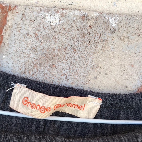 Orange Caramel Boho Gray Peasant Blouse - Picture 2 of 6